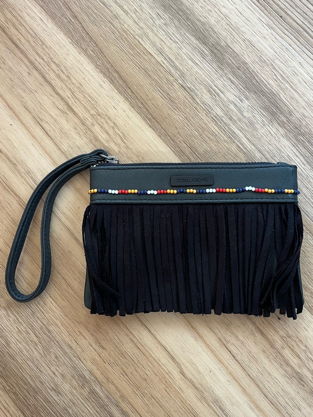 👛 Billabong Black Wristlet with Multicolor Bead Trim